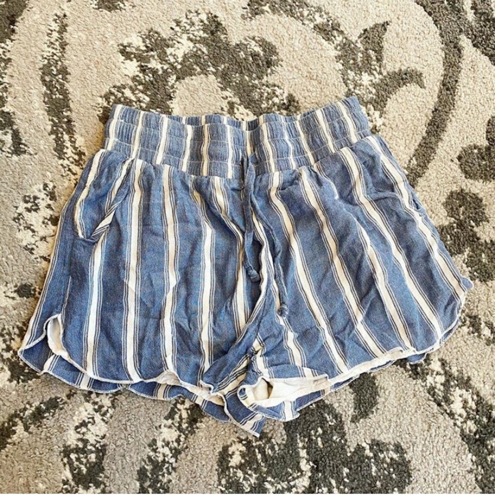 Light blue and white striped shorts